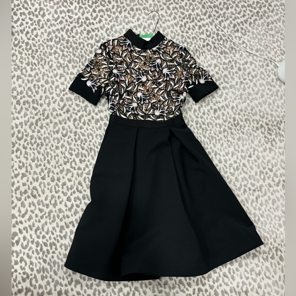 Self Portrait Midi Black Lace Dress